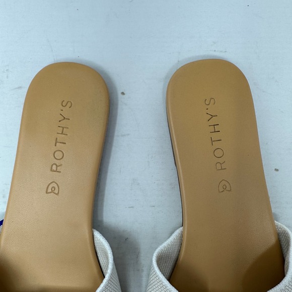 Rothy's The Oahu Slide Sandals Womens Size 6 Beige Knit Bow Slip On Flats - Picture 2 of 11